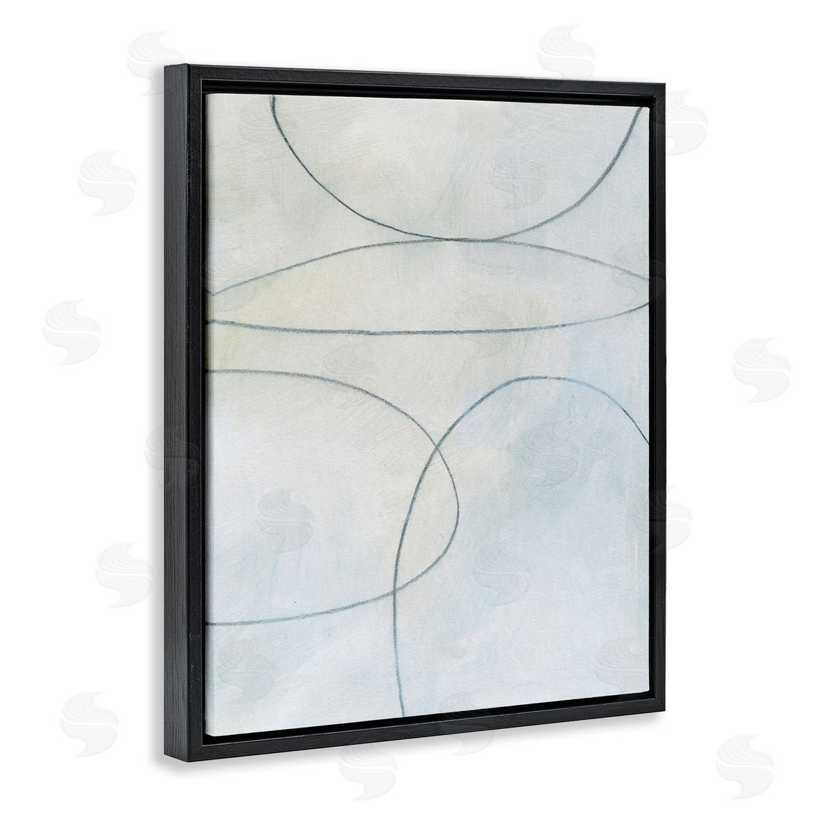 Oblong Shapes Doodle Black Floating Frame Canvas Wall Art, Home Decor by Victoria Barnes