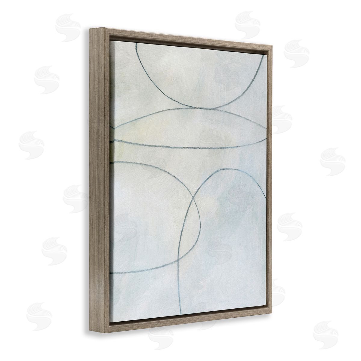Oblong Shapes Doodle Brown Floating Frame Canvas Wall Art, Home Decor by Victoria Barnes