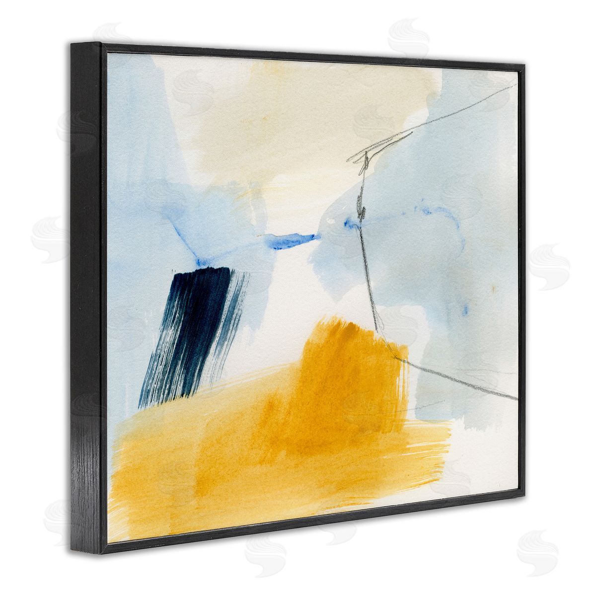 Abstract Paint Yellow Accent Black Frame Print Wall Art, Home Decor by Victoria Barnes