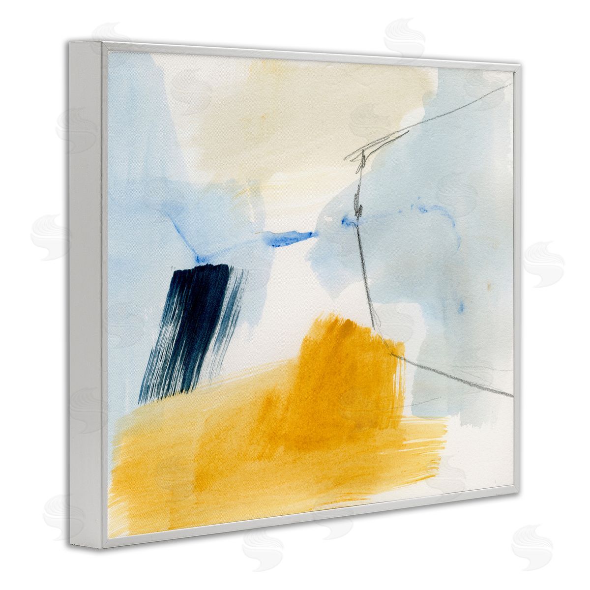 Abstract Paint Yellow Accent White Frame Print Wall Art, Home Decor by Victoria Barnes