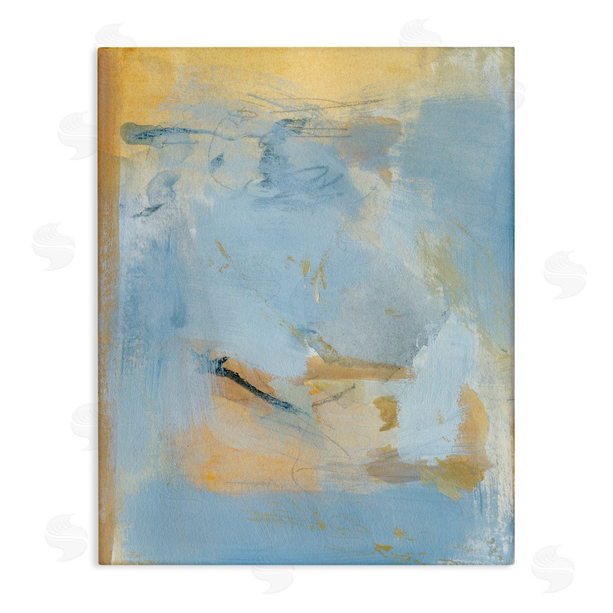 Blue and Gold Organic Abstract Canvas Wall Art, Home Decor by Victoria Barnes