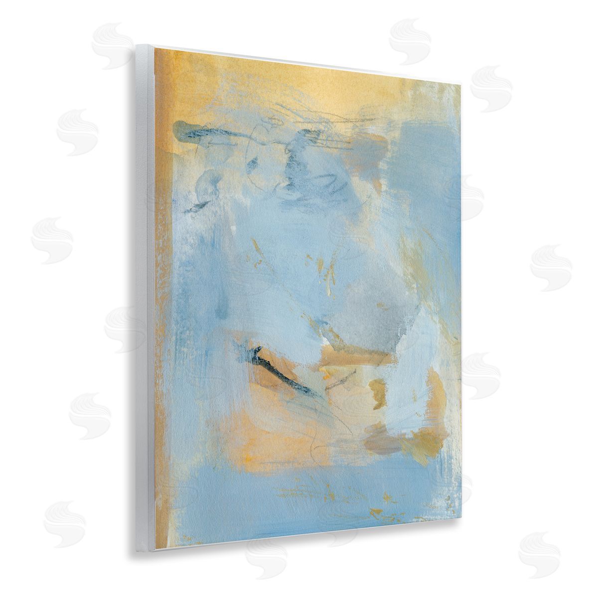 Blue and Gold Organic Abstract Wood Plaque Wall Art, Home Decor by Victoria Barnes