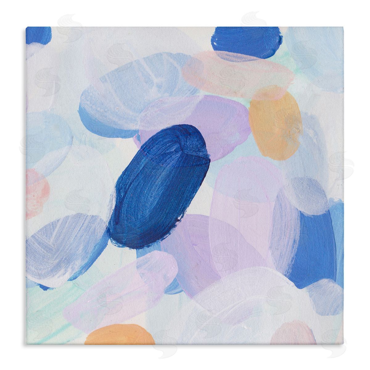 Blue Oblong Paint Strokes Canvas Wall Art, Home Decor by Melissa Wang