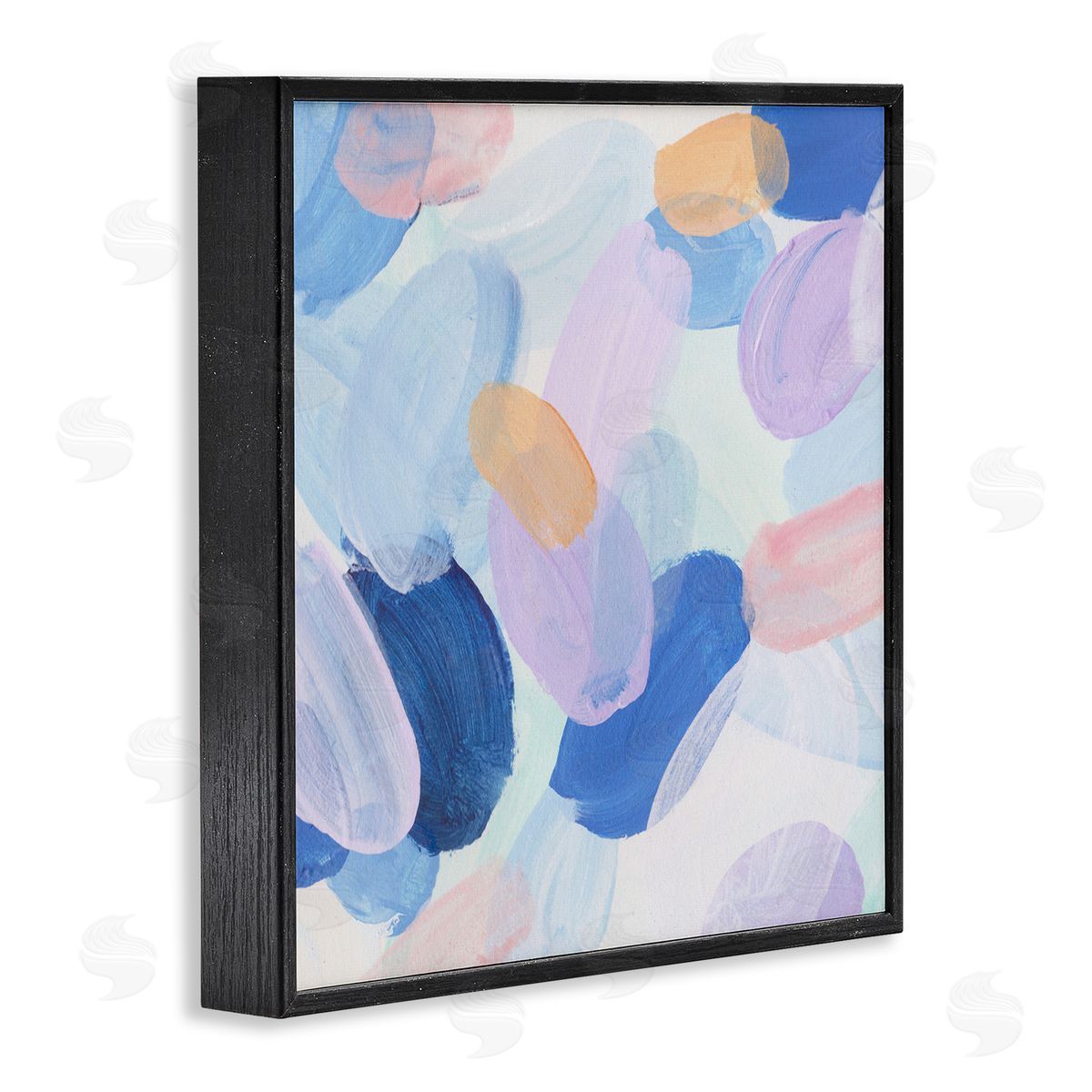 Oblong Shapes Pattern Black Frame Print Wall Art, Home Decor by Melissa Wang
