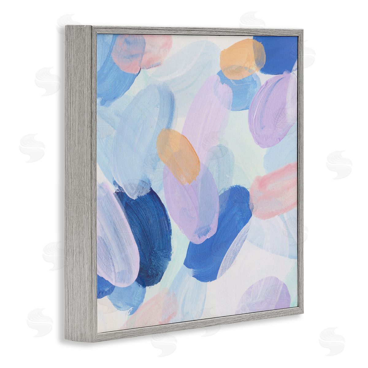 Oblong Shapes Pattern Grey Frame Print Wall Art, Home Decor by Melissa Wang