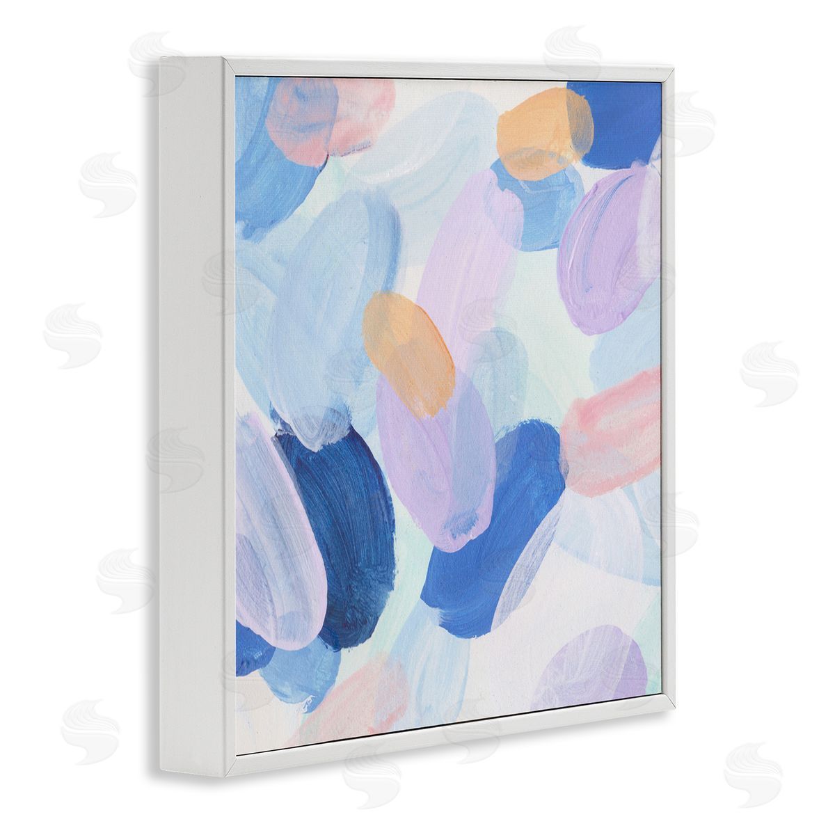 Oblong Shapes Pattern White Frame Print Wall Art, Home Decor by Melissa Wang