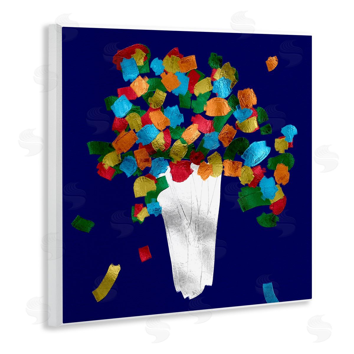 Abstract Flower Vase Wood Plaque Wall Art, Home Decor by Bellasai Art