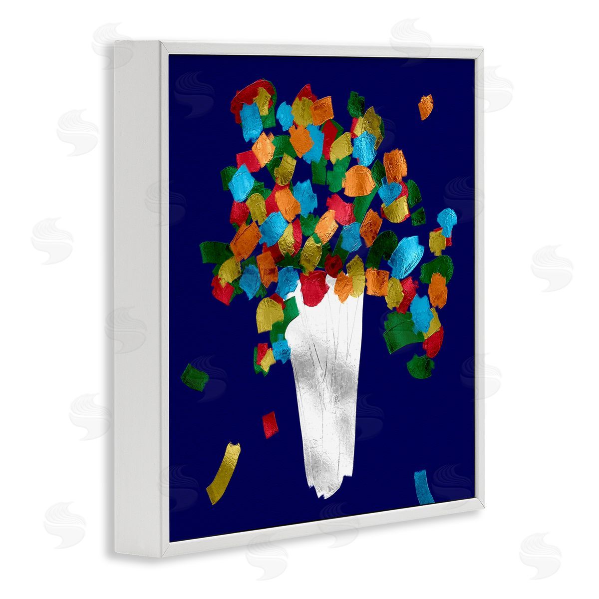 Abstract Flower Vase White Frame Print Wall Art, Home Decor by Bellasai Art