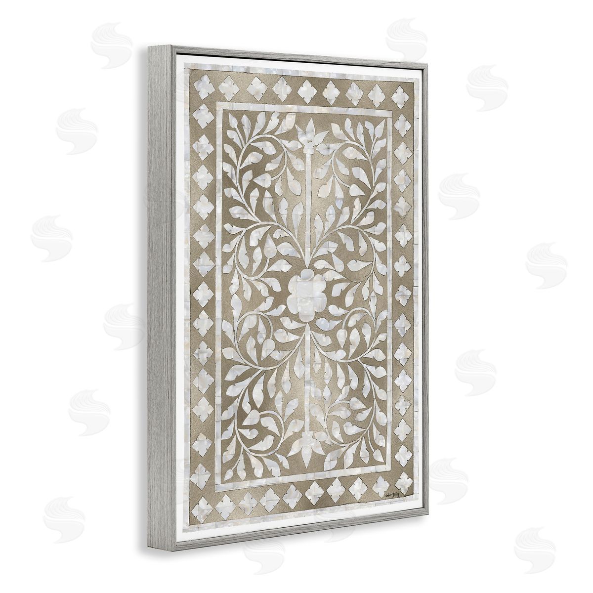 Arabesque Bohemian Pattern Grey Frame Print Wall Art, Home Decor by Amber Sterling