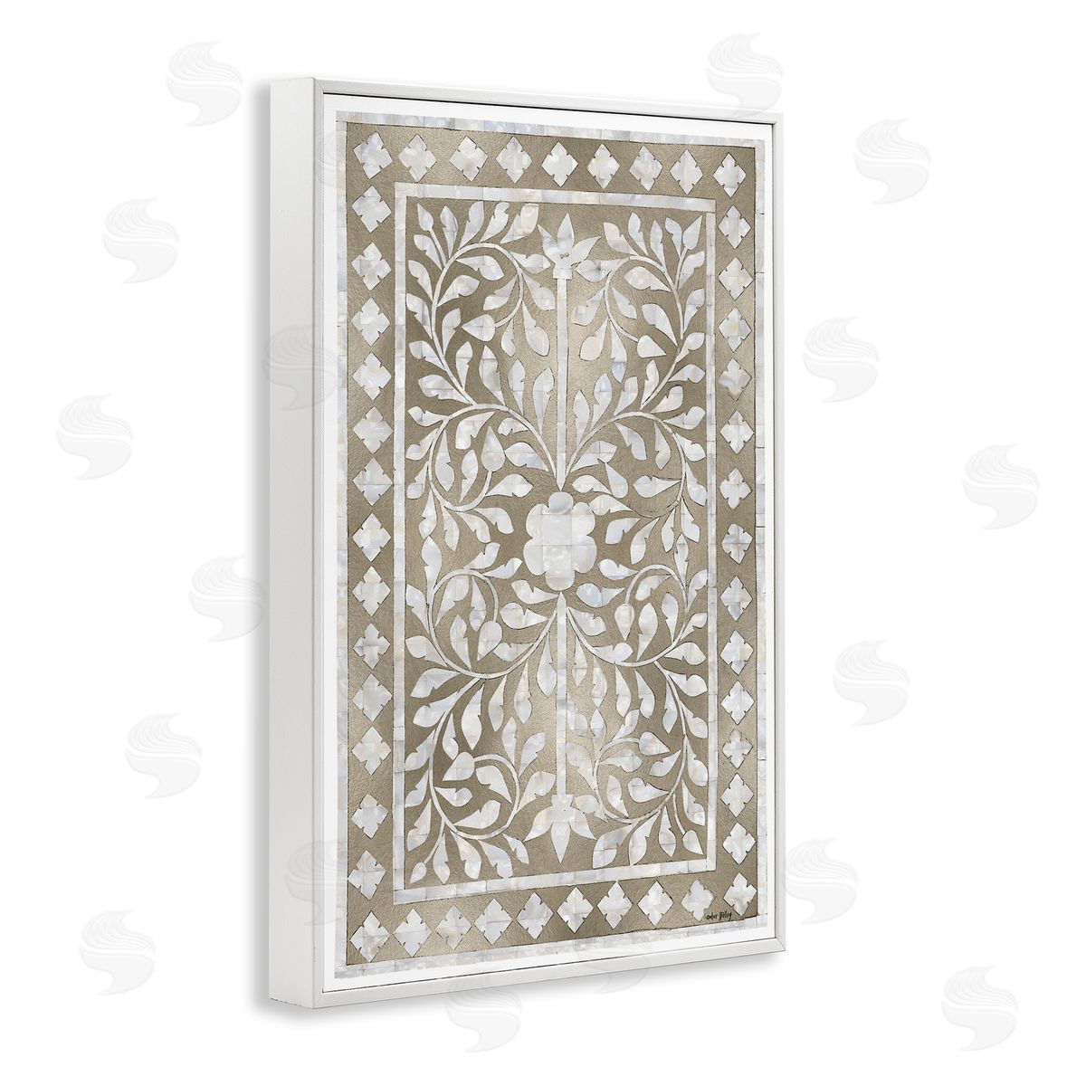Arabesque Bohemian Pattern White Frame Print Wall Art, Home Decor by Amber Sterling