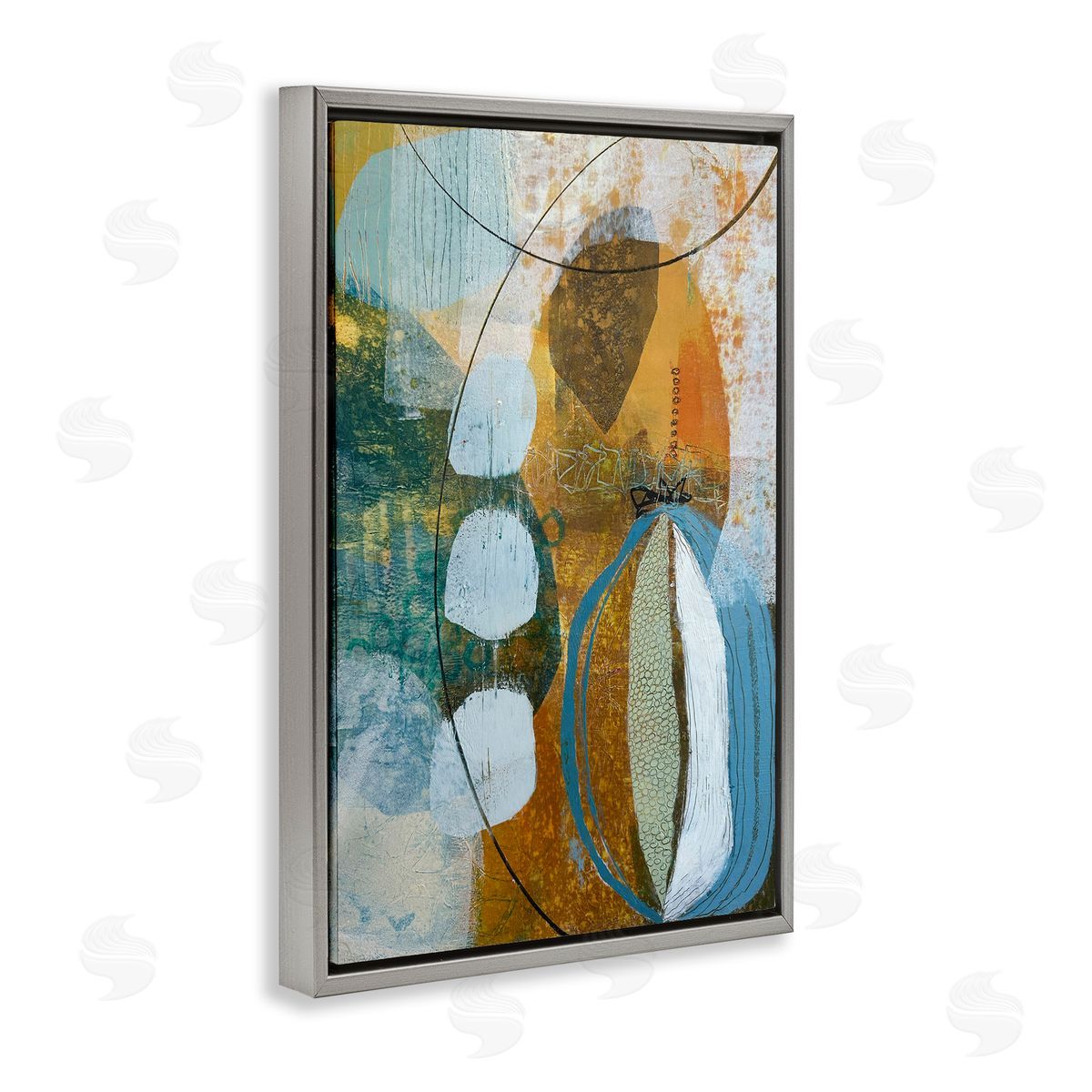 Expressive Distressed Abstract Grey Floating Frame Canvas Wall Art, Home Decor by Pamela K. Beer