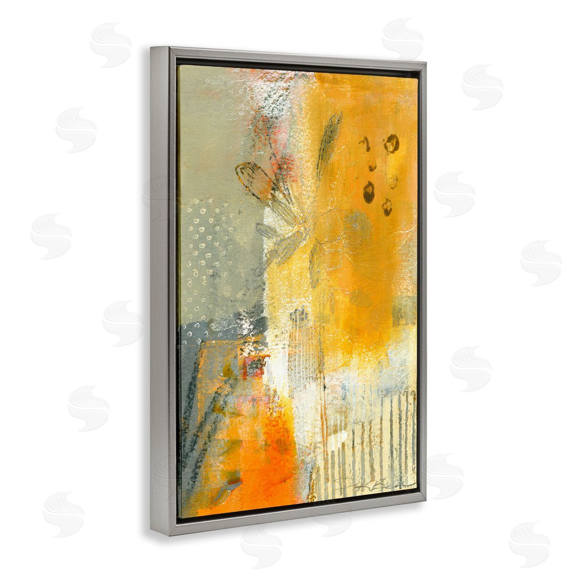 Complex Rustic Abstraction Grey Floating Frame Canvas Wall Art, Home Decor by Pamela K. Beer