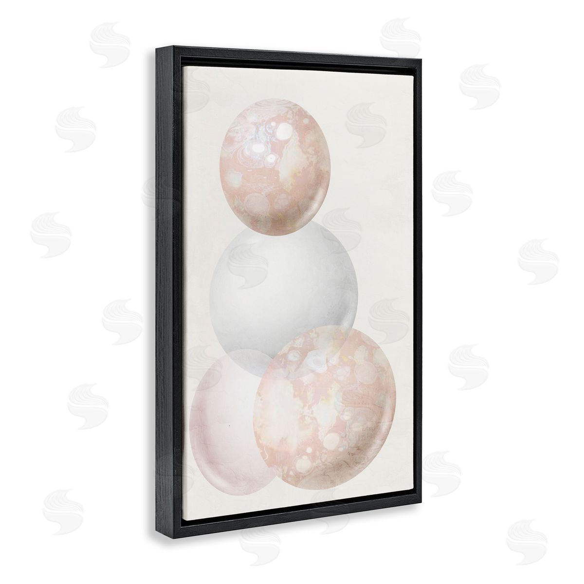 Subtle Orbs Shapes Black Floating Frame Canvas Wall Art, Home Decor by Anne Bailey