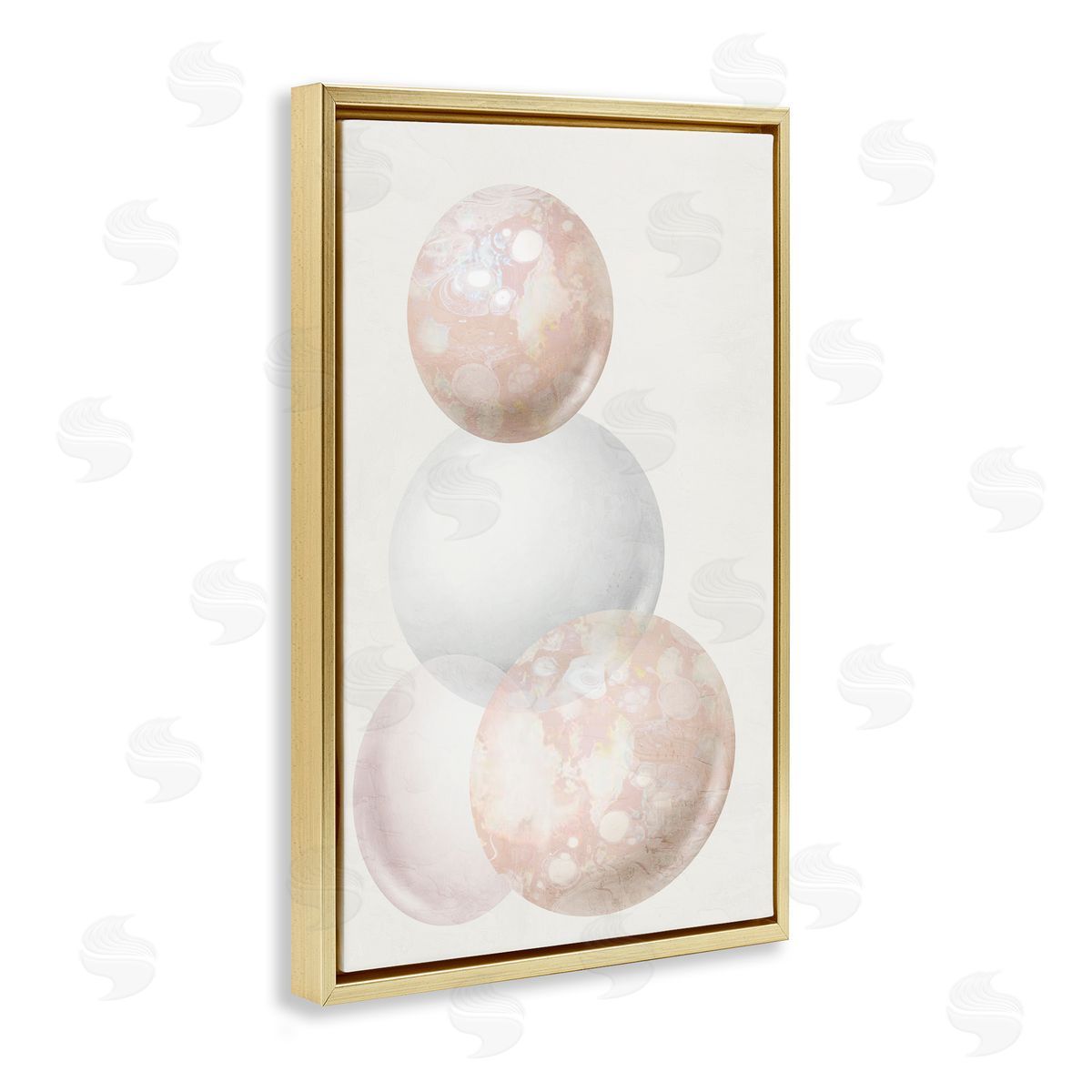 Subtle Orbs Shapes Gold Floating Frame Canvas Wall Art, Home Decor by Anne Bailey