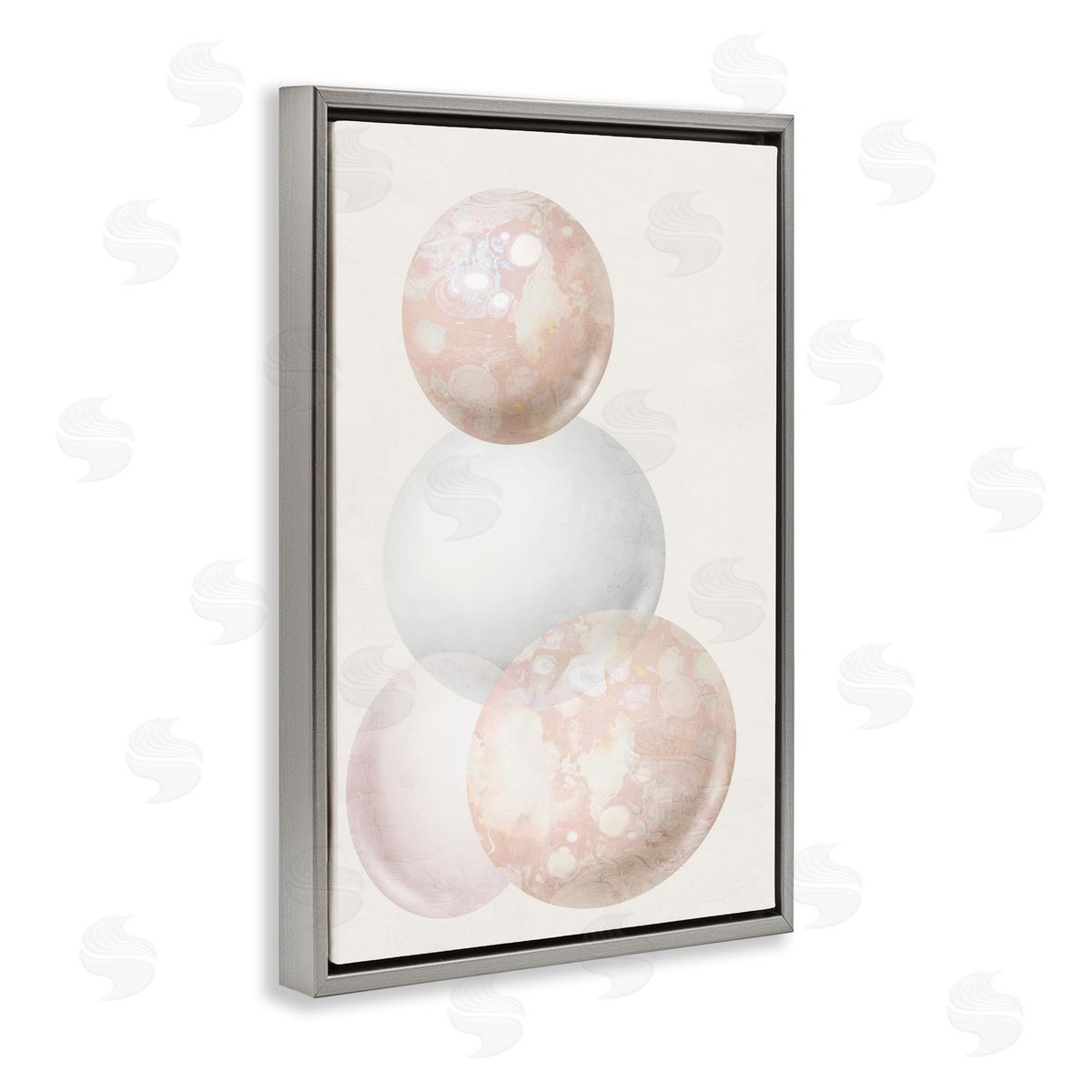 Subtle Orbs Shapes Grey Floating Frame Canvas Wall Art, Home Decor by Anne Bailey