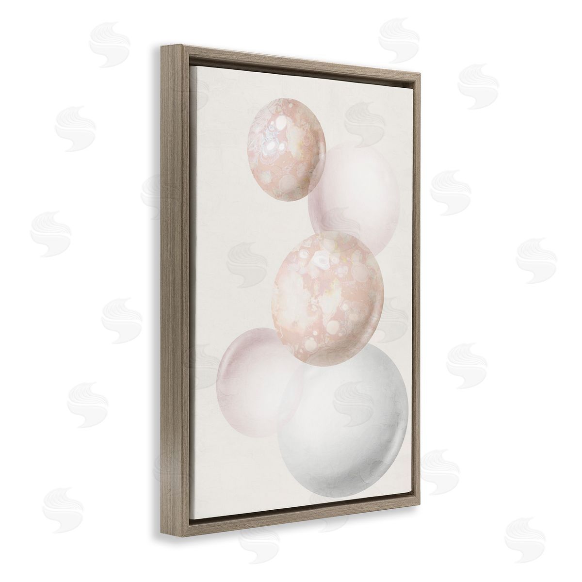 Round Neutral Orbs Brown Floating Frame Canvas Wall Art, Home Decor by Anne Bailey