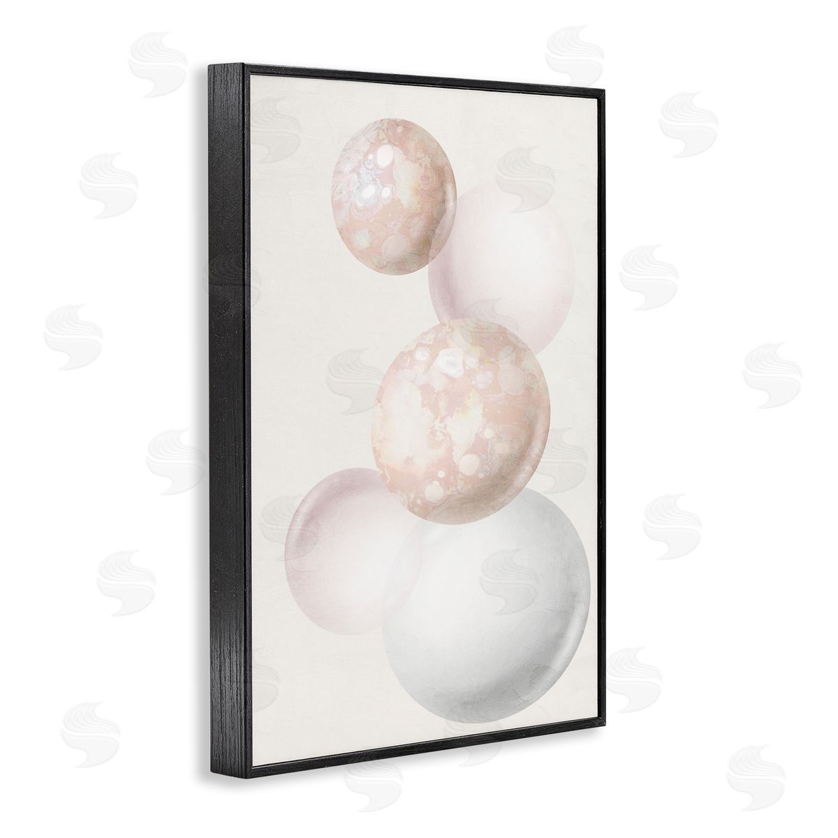 Round Neutral Orbs Black Frame Print Wall Art, Home Decor by Anne Bailey