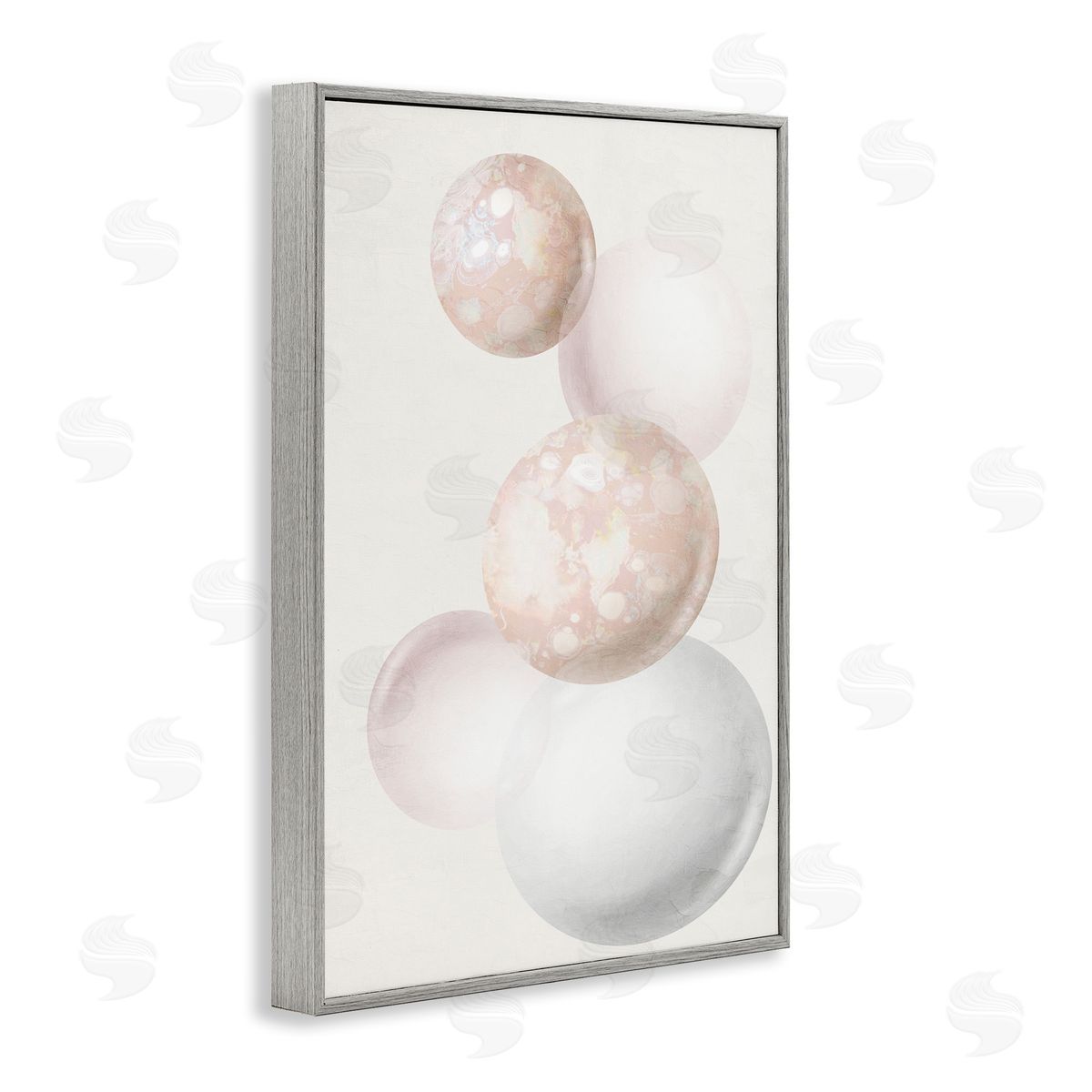Round Neutral Orbs Grey Frame Print Wall Art, Home Decor by Anne Bailey