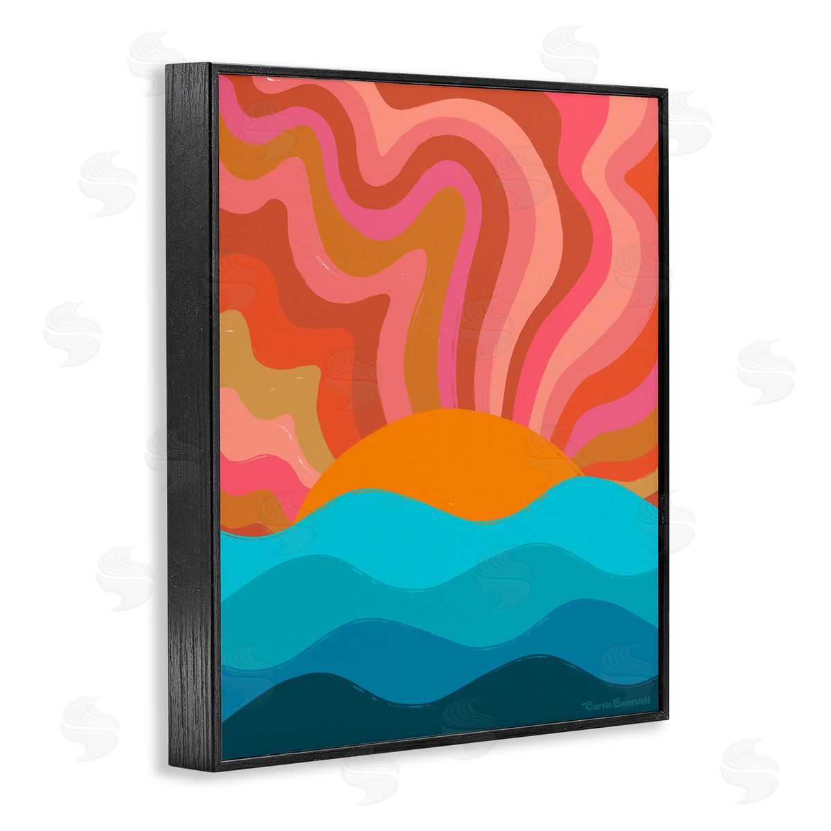 Liquid Sunshine Funky Landscape Black Frame Print Wall Art, Home Decor by Carrie Cantwell