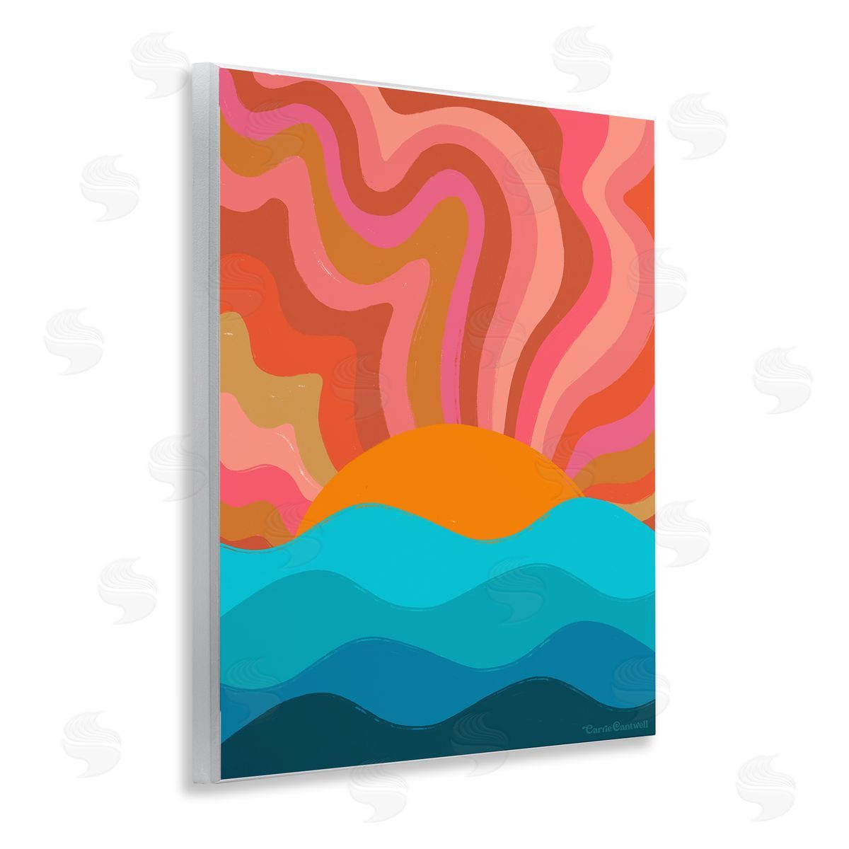 Liquid Sunshine Funky Landscape Wood Plaque Wall Art, Home Decor by Carrie Cantwell