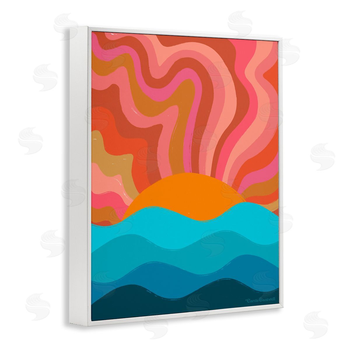 Liquid Sunshine Funky Landscape White Frame Print Wall Art, Home Decor by Carrie Cantwell