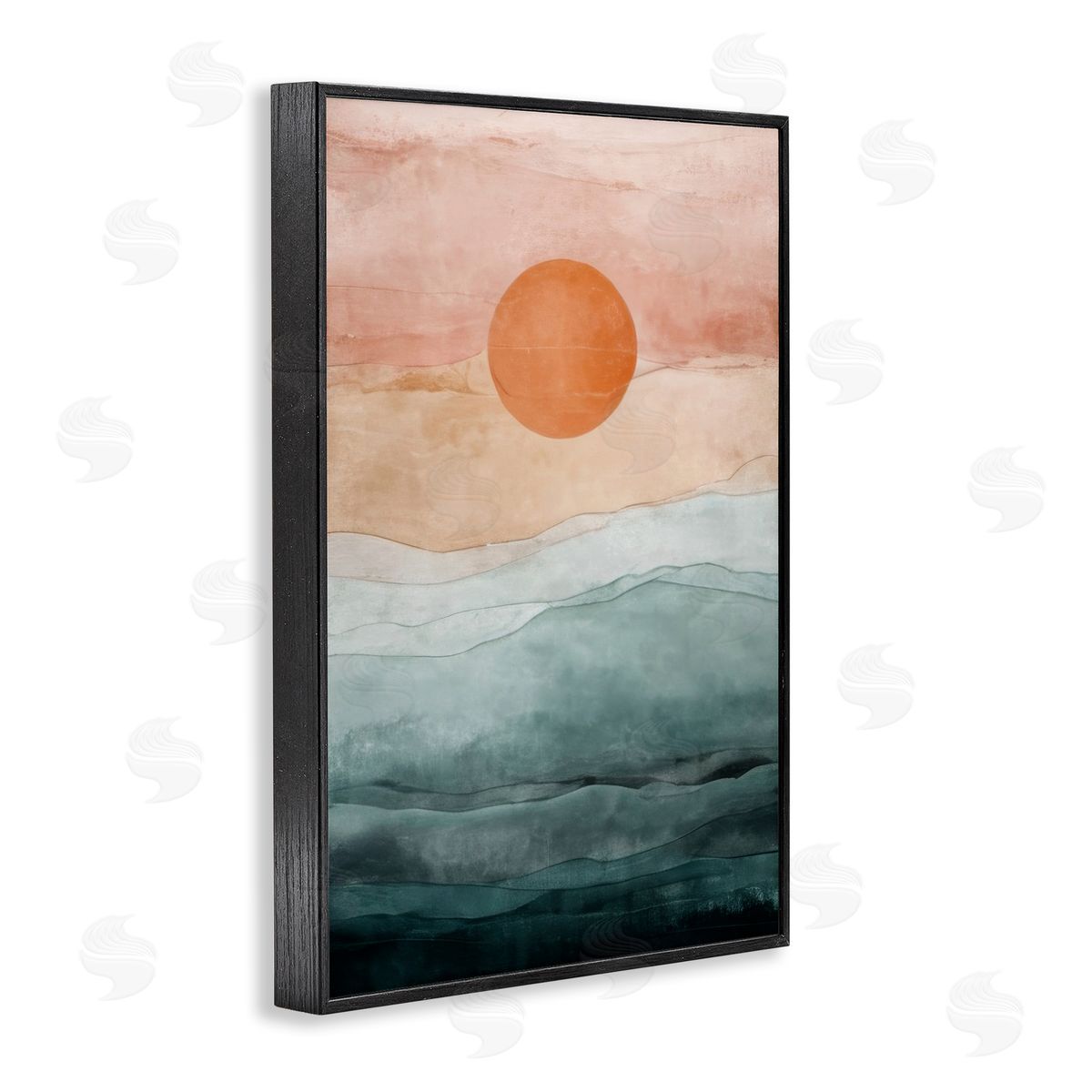 Crimson Orb Landscape Black Frame Print Wall Art, Home Decor by Denise Dundon