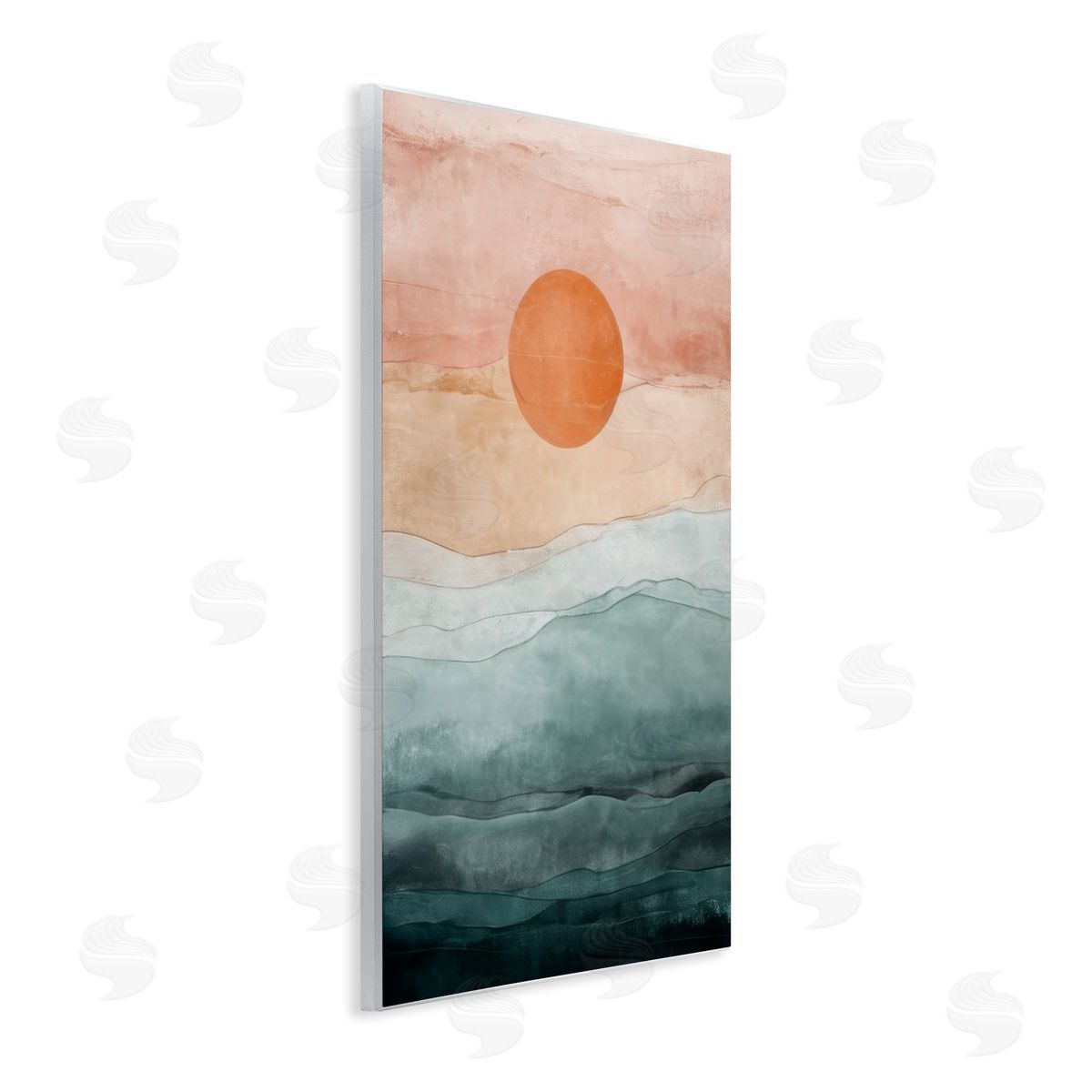 Crimson Orb Landscape Wood Plaque Wall Art, Home Decor by Denise Dundon