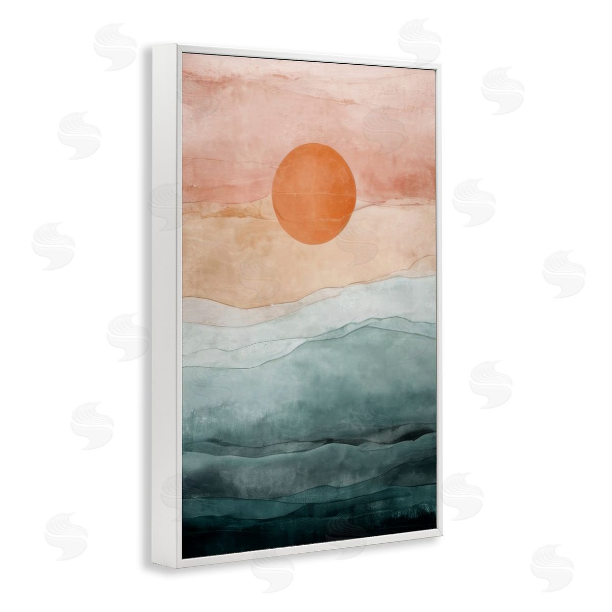 Crimson Orb Landscape White Frame Print Wall Art, Home Decor by Denise Dundon