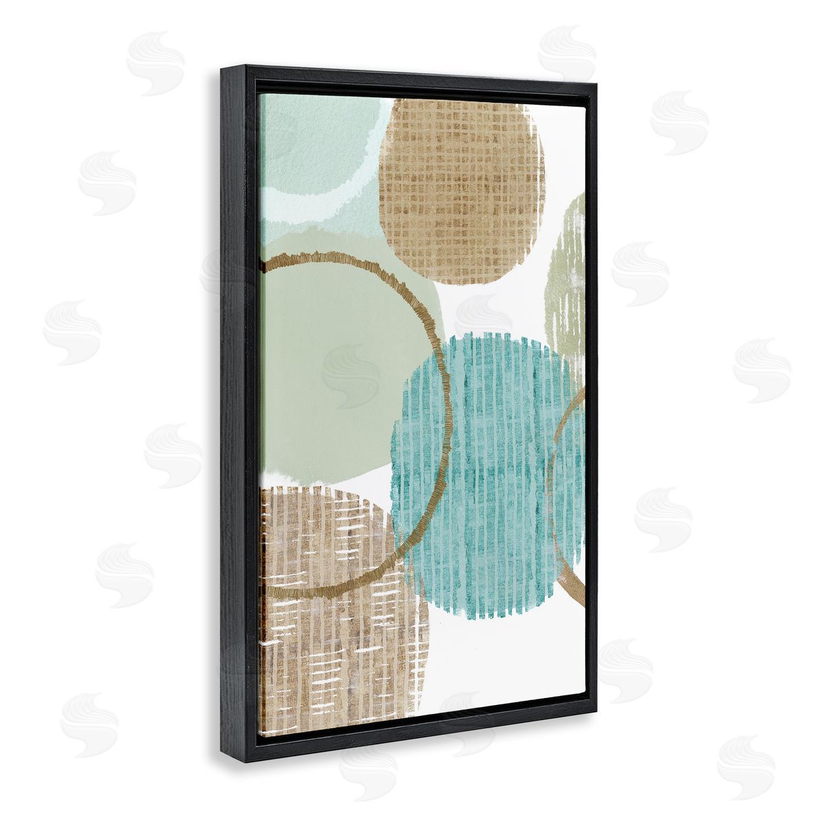 Good Times Ahead Shapes Black Floating Frame Canvas Wall Art, Home Decor by Flora Kouta