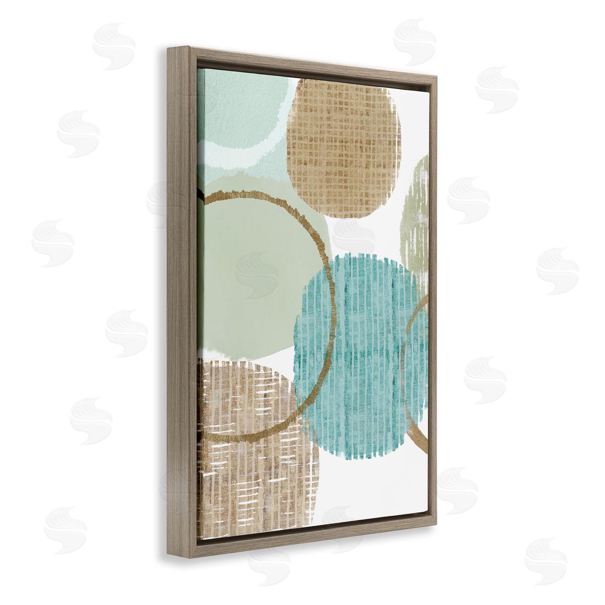 Good Times Ahead Shapes Brown Floating Frame Canvas Wall Art, Home Decor by Flora Kouta
