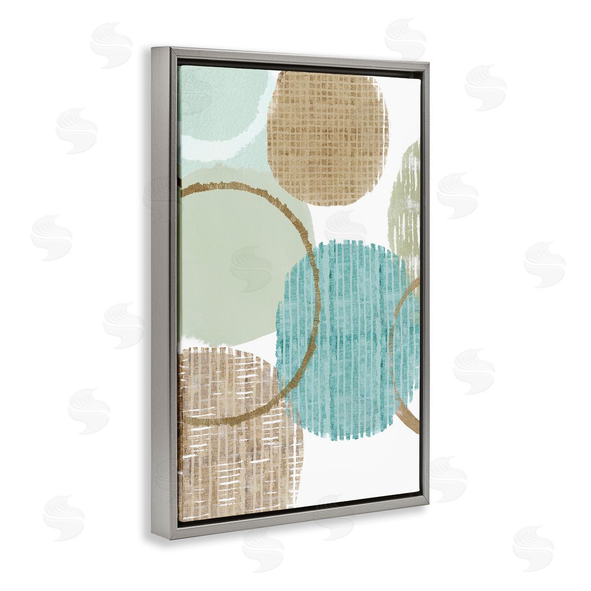 Good Times Ahead Shapes Grey Floating Frame Canvas Wall Art, Home Decor by Flora Kouta