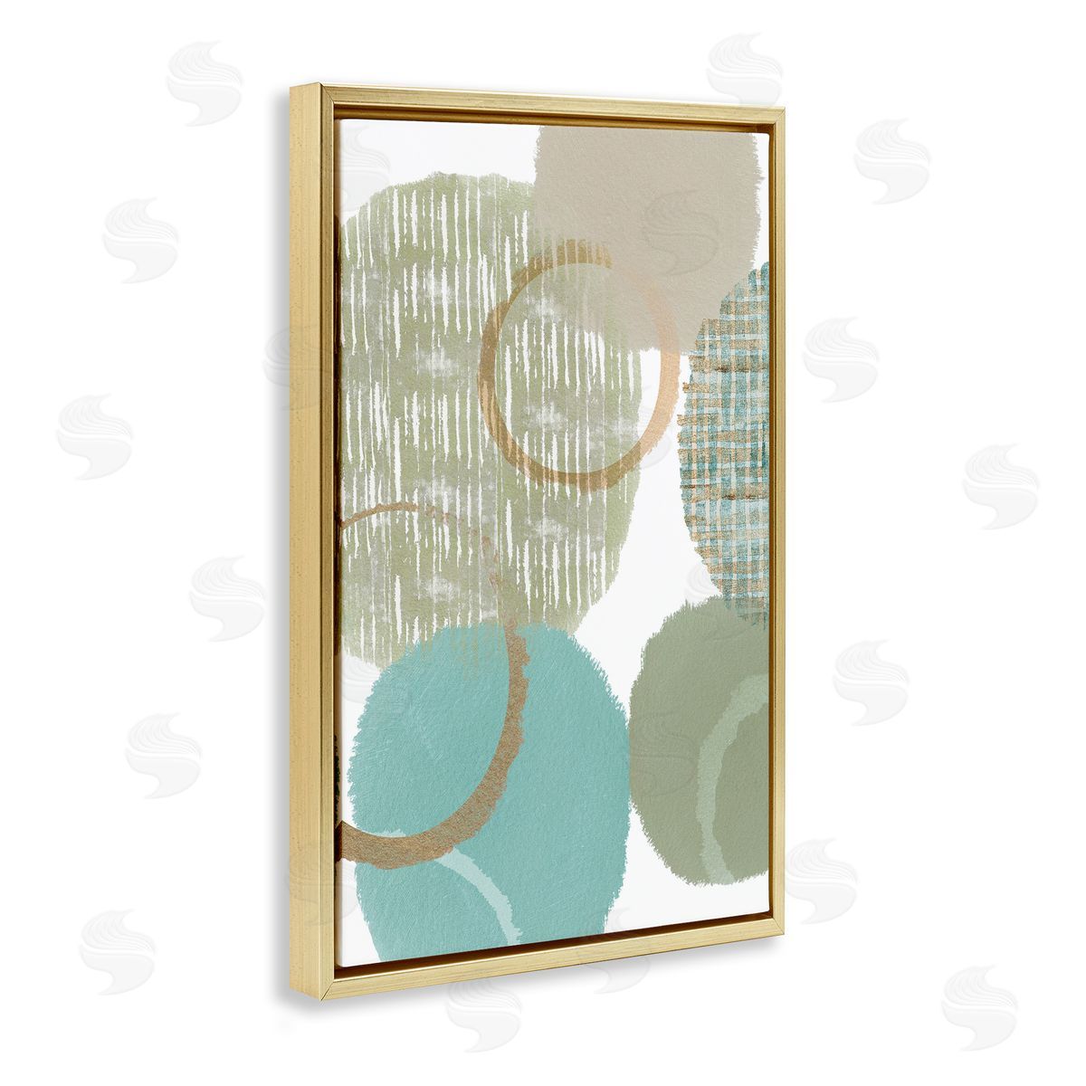 Good Times Abstract Shapes Gold Floating Frame Canvas Wall Art, Home Decor by Flora Kouta