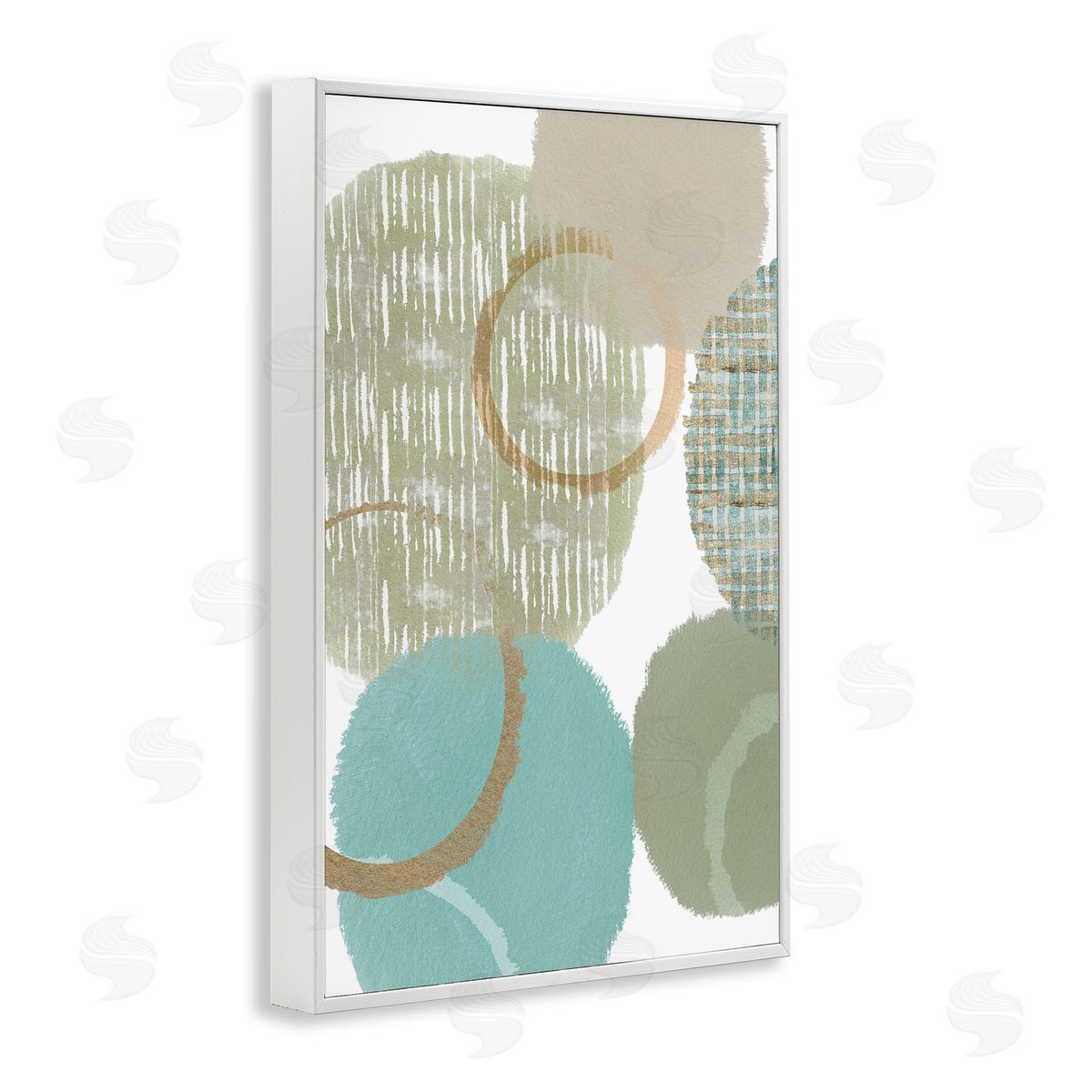 Good Times Abstract Shapes White Frame Print Wall Art, Home Decor by Flora Kouta