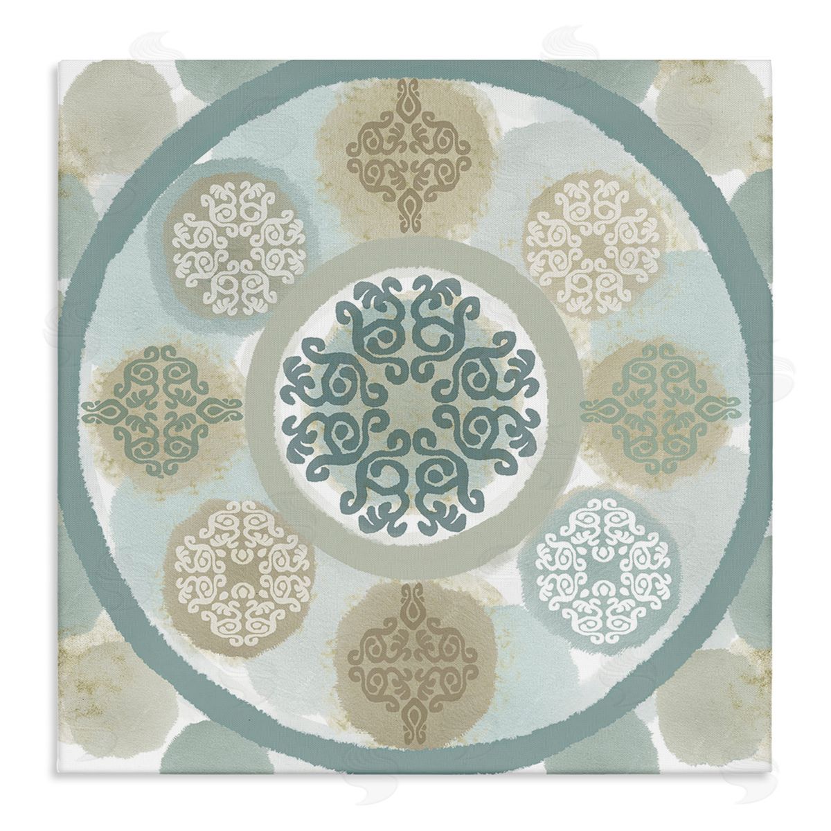 Mint Mandala Fractals Canvas Wall Art, Home Decor by Flora Kouta