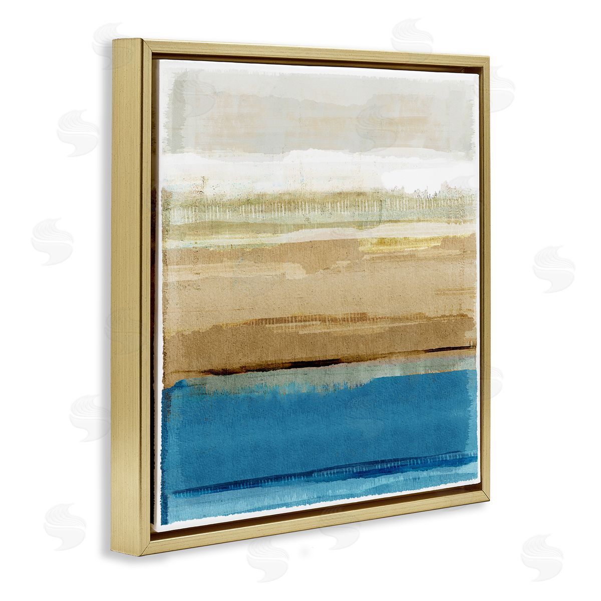 Nautical Blue Daze Gold Floating Frame Canvas Wall Art, Home Decor by Flora Kouta