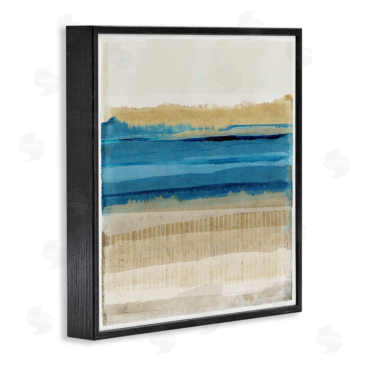 Blue Daze Abstraction Black Frame Print Wall Art, Home Decor by Flora Kouta