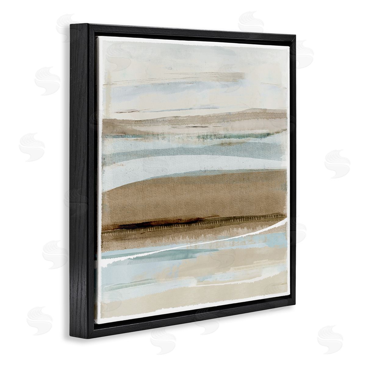Soft Winter Sands Black Floating Frame Canvas Wall Art, Home Decor by Flora Kouta