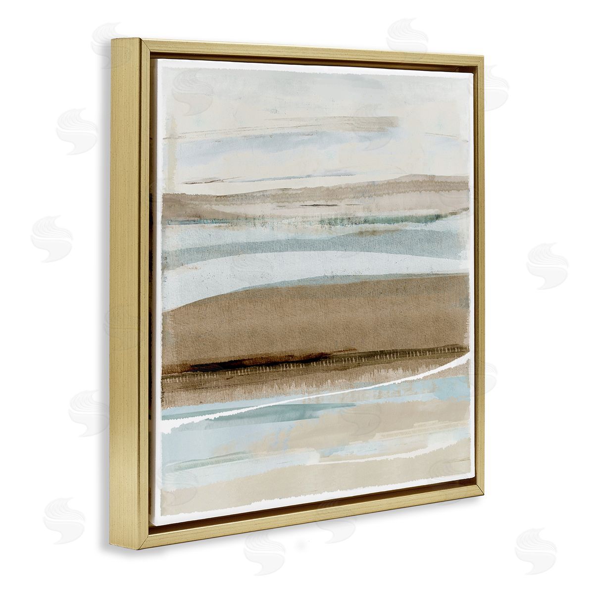 Soft Winter Sands Gold Floating Frame Canvas Wall Art, Home Decor by Flora Kouta