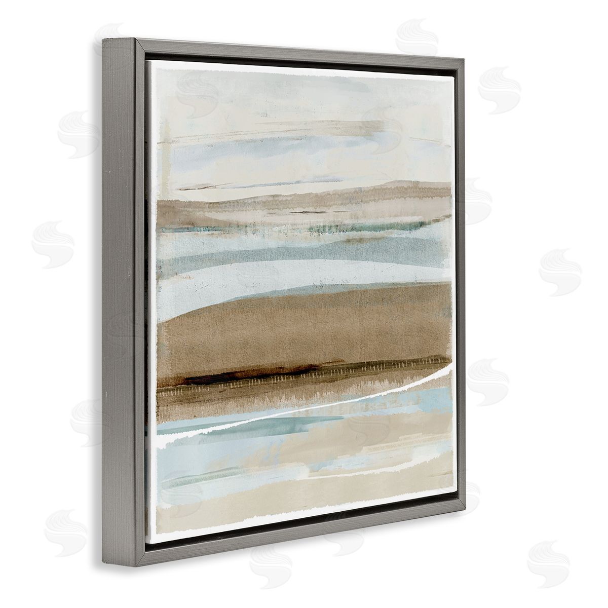 Soft Winter Sands Grey Floating Frame Canvas Wall Art, Home Decor by Flora Kouta