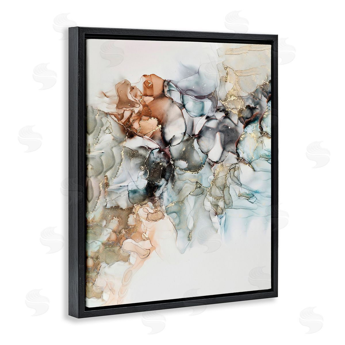 Fluid Abstract Glam Detail Black Floating Frame Canvas Wall Art, Home Decor by Incado