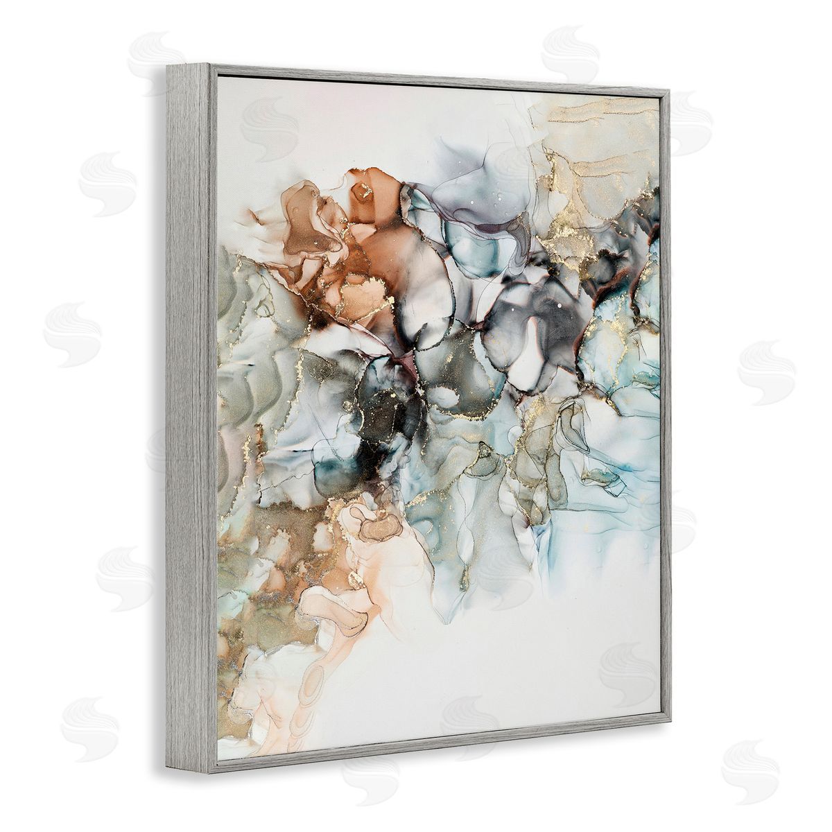 Fluid Abstract Glam Detail Grey Frame Print Wall Art, Home Decor by Incado