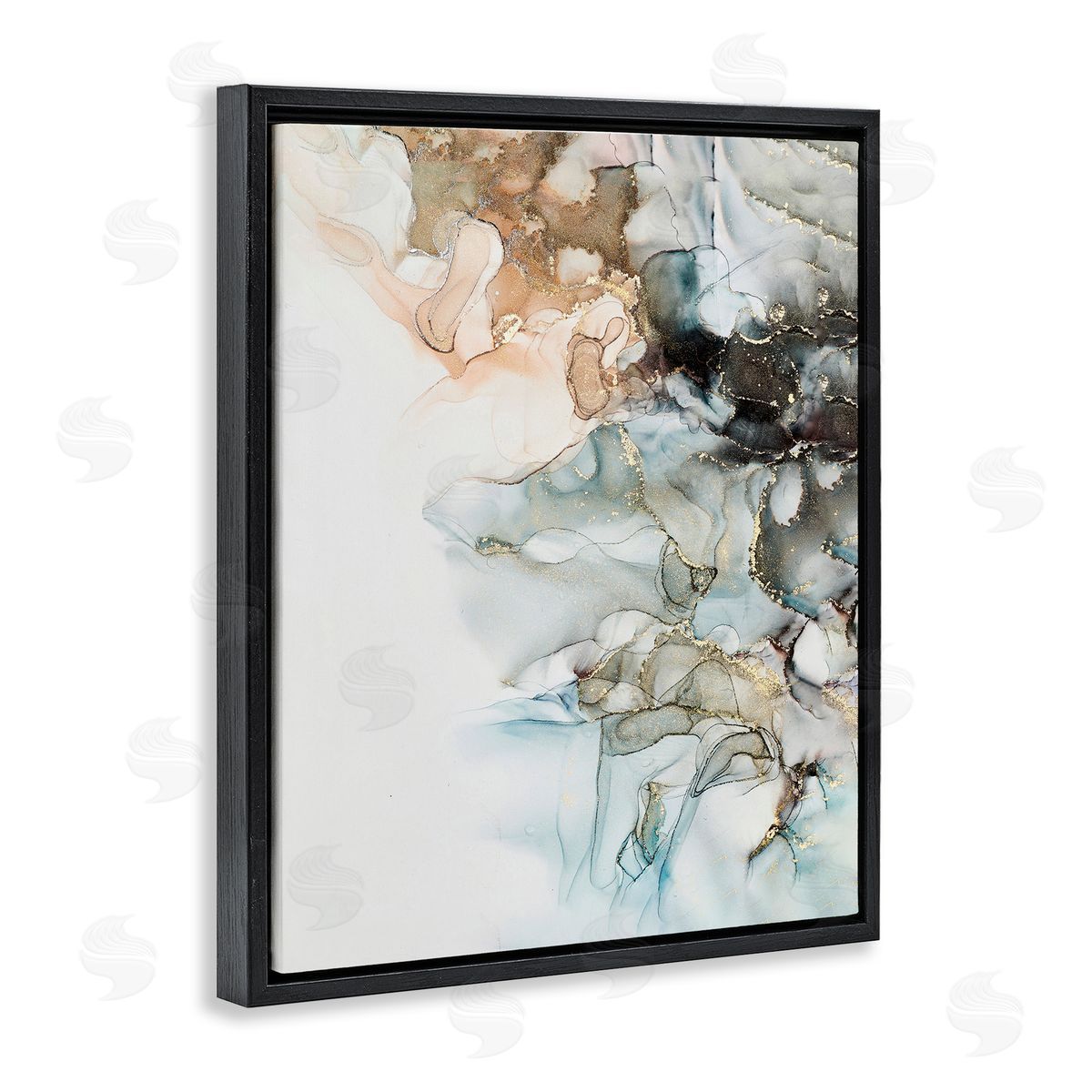 Glam and Neutral Abstraction Black Floating Frame Canvas Wall Art, Home Decor by Incado