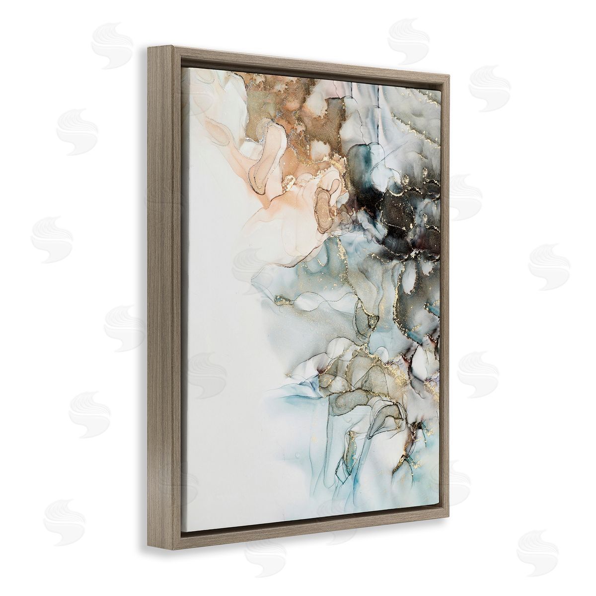 Glam and Neutral Abstraction Brown Floating Frame Canvas Wall Art, Home Decor by Incado