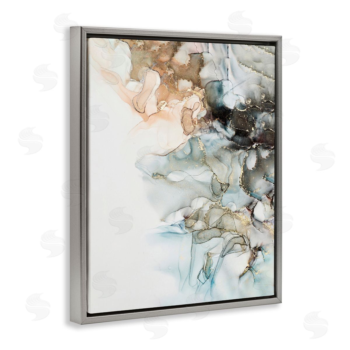 Glam and Neutral Abstraction Grey Floating Frame Canvas Wall Art, Home Decor by Incado