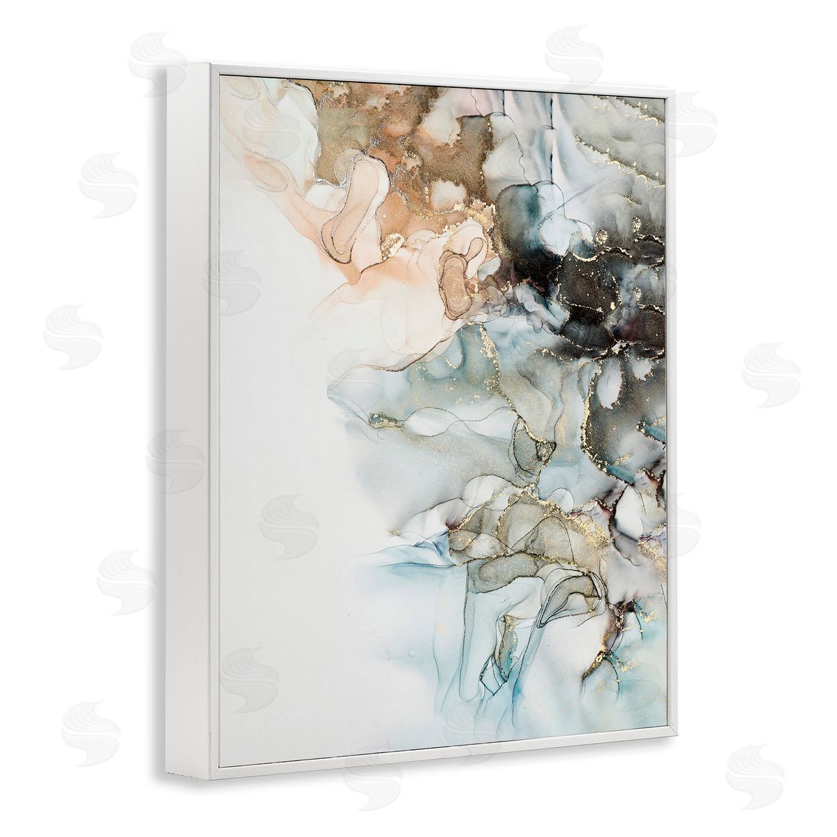 Glam and Neutral Abstraction White Frame Print Wall Art, Home Decor by Incado