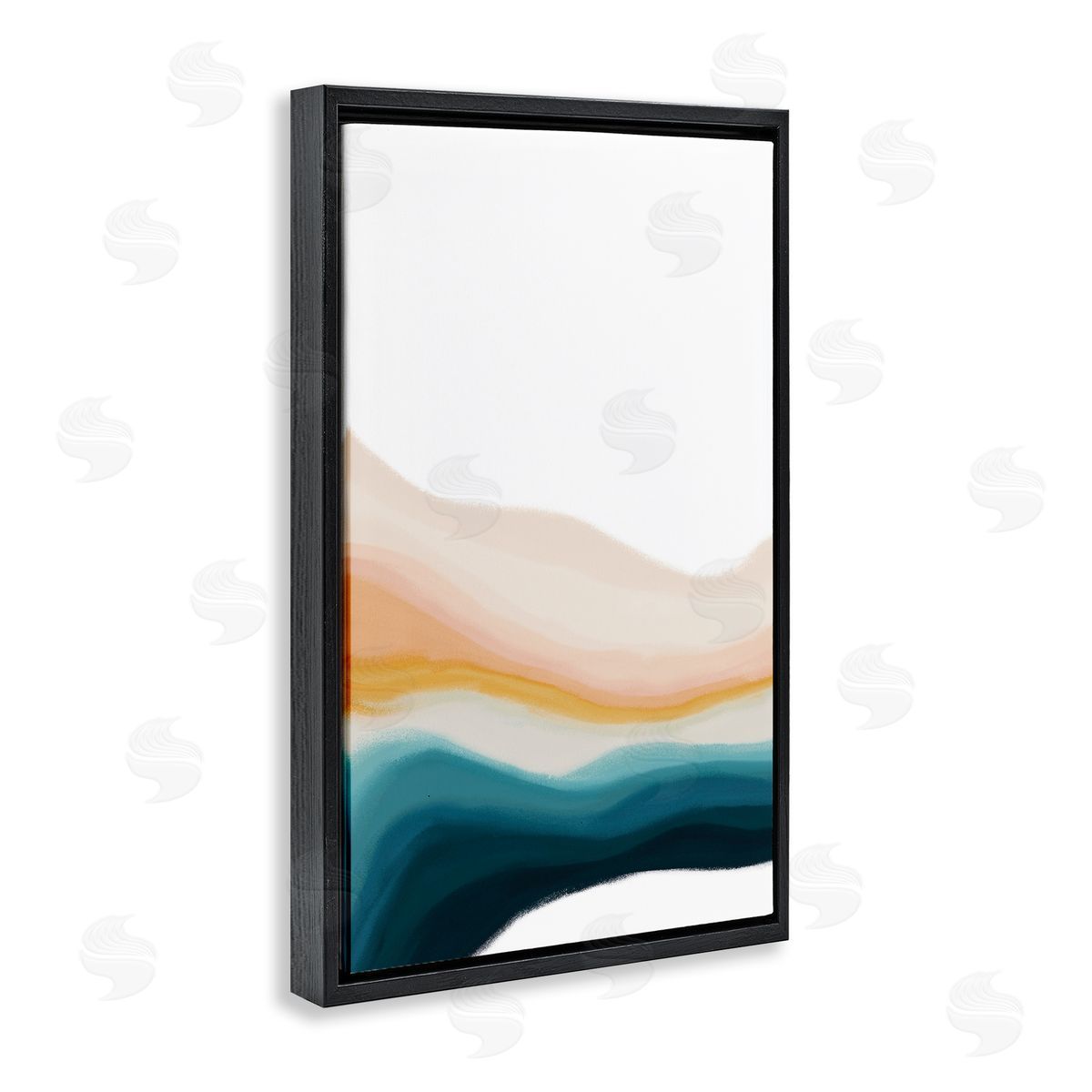 Peach Swirl Landscape Black Floating Frame Canvas Wall Art, Home Decor by JJ Design House, LLC.