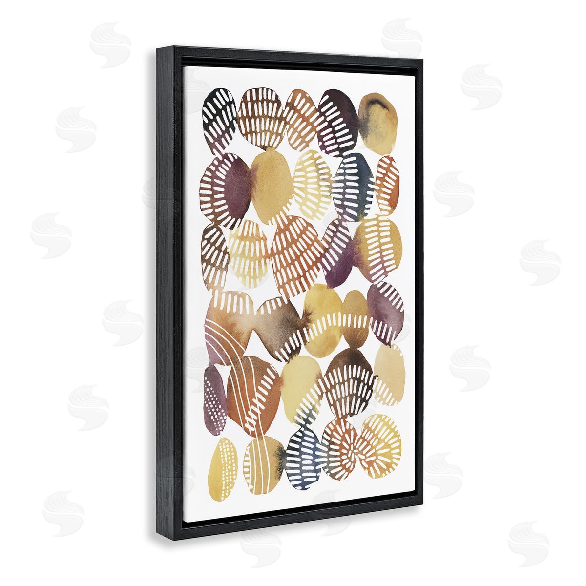 Southwestern Patterned Pebbles Black Floating Frame Canvas Wall Art, Home Decor by Jetty Home, LLC