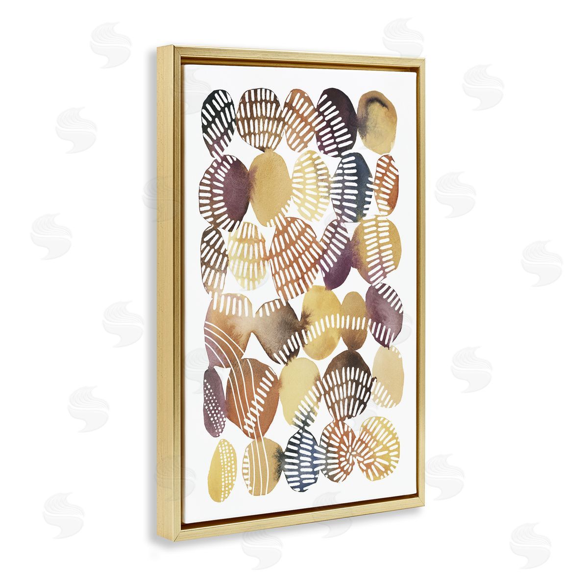 Southwestern Patterned Pebbles Gold Floating Frame Canvas Wall Art, Home Decor by Jetty Home, LLC