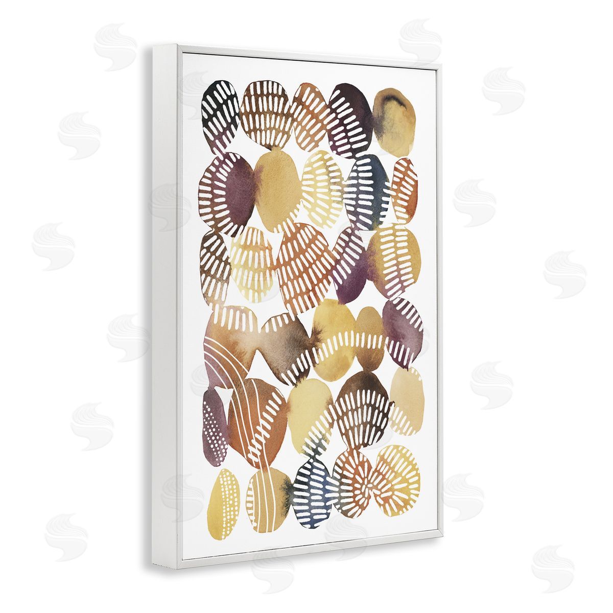 Southwestern Patterned Pebbles White Frame Print Wall Art, Home Decor by Jetty Home, LLC