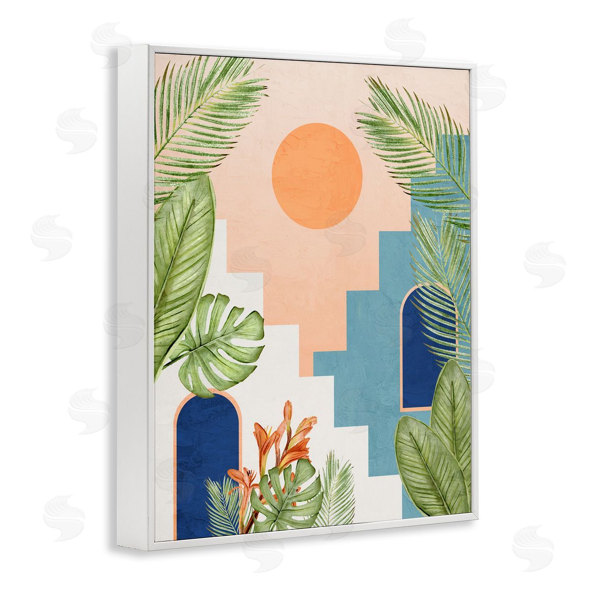 Desert City with Palms White Frame Print Wall Art, Home Decor by Kim Allen